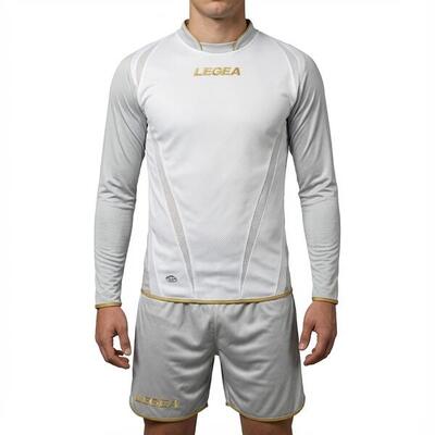 Maglia calcio a maniche lunghe in poliestere blu-bianco