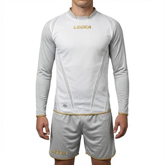 Homme Football Maillot Manches Longues Polyester Blanc-Argent Modèle