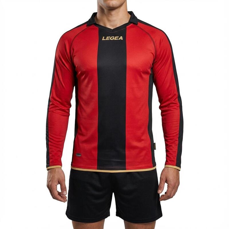 Bărbați Fotbal Tricou Manica Lungă Berlin Performanță Ușoară Roșu-Negru
