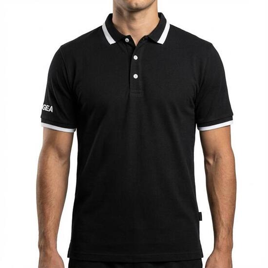 Homme Tennis Polo Coton Manches Courtes Noir-Blanc