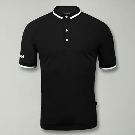 Polo da tennis manica corta in cotone nero-bianco 2/4