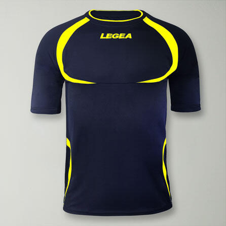 T-shirt de running homme à manches courtes respirante bleu-jaune 2/5