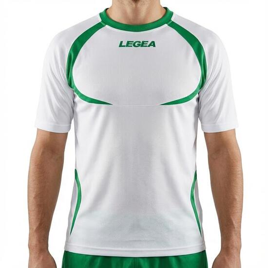 T-shirt de running homme manches courtes respirant blanc-vert