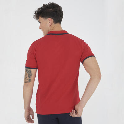 Polo da tennis manica corta in cotone blu-bianco