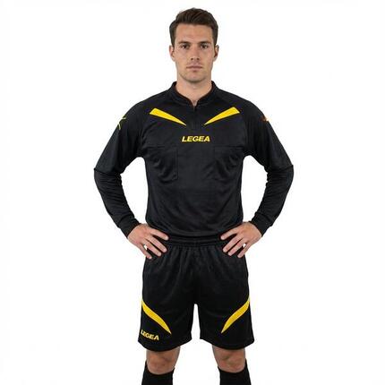 Homme Football Maillot Arbitre Professionnel Noir-Jaune Modèle