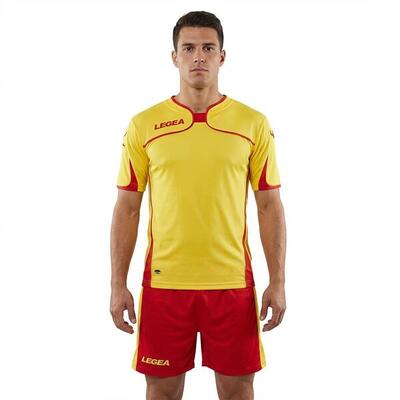 Heren voetbal set setubal mc shirt en korte broek geel-blauw