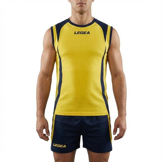 T-shirt et short de football jaune-bleu pour homme