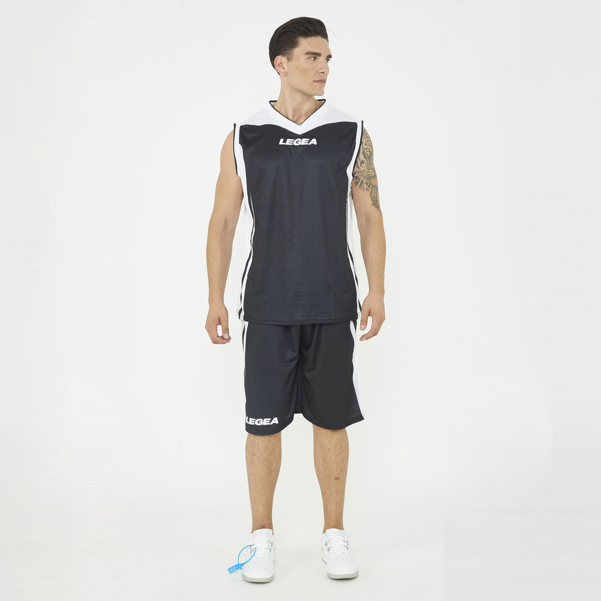 Bărbați Baschet Kit Trening Traspirant Negru Alb