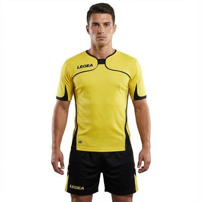 Heren voetbal set setubal mc shirt en korte broek geel-blauw