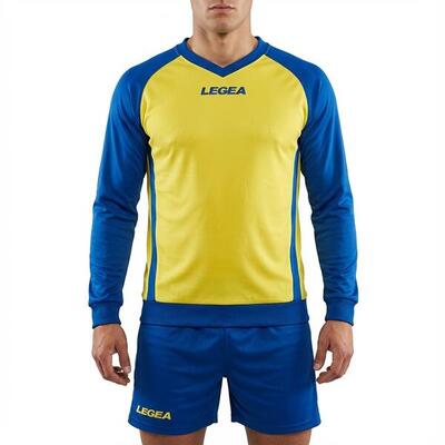 Heren voetbal shirt met lange mouwen amsterdam geel-blauw