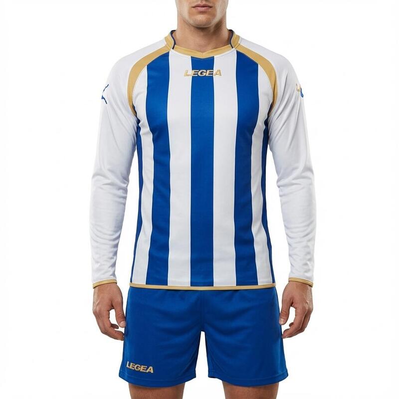 Bărbați Running Giacca Trening 100% Poliester Traspirant Alb-Azzurro KIT RIAD ML