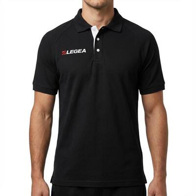Heren running polo polyester zwart