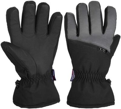 BRUBAKER guanti sci impermeabili con tasca zip nero/grigio L/XL