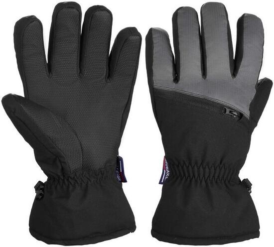 BRUBAKER guanti sci impermeabili con tasca zip nero/grigio L/XL