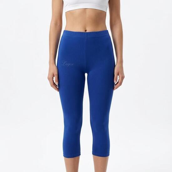 Femme Running Pinocchietto en Coton Élastique Bleu