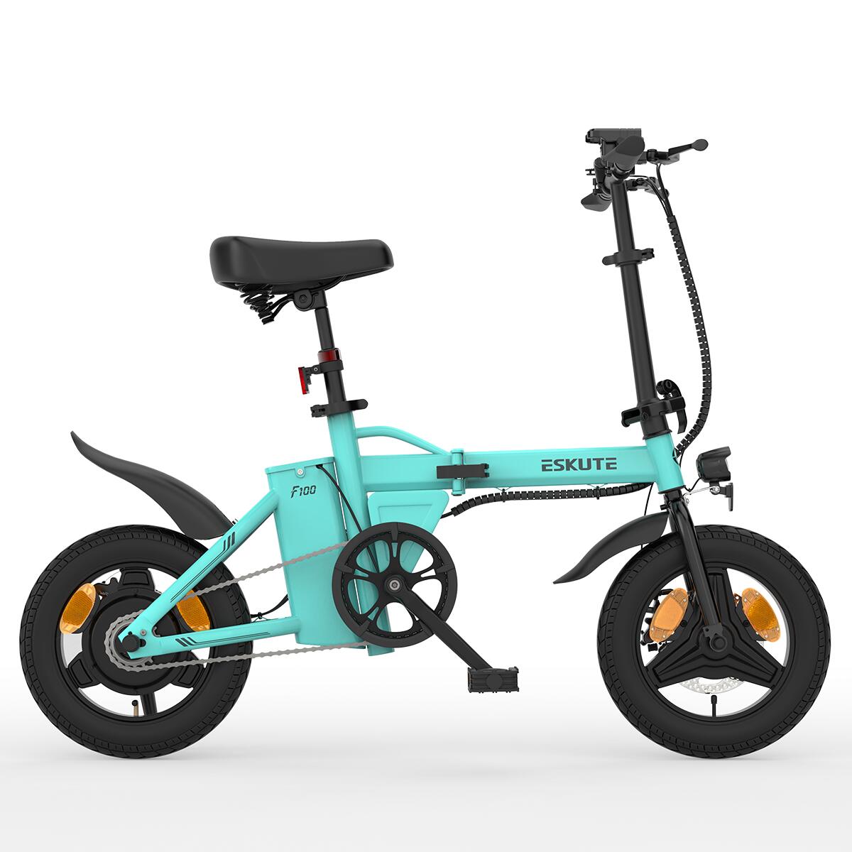 Bicicletta elettrica pieghevole ESKUTE F100 da 14" con batteria da 36V 9Ah 4/7
