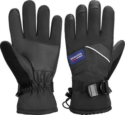 BRUBAKER Gants hiver ski imperméables coupe-vent unisexe thermo L/XL