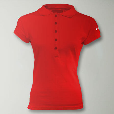 Polo da tempo libero in cotone elasticizzato rosso 2/4