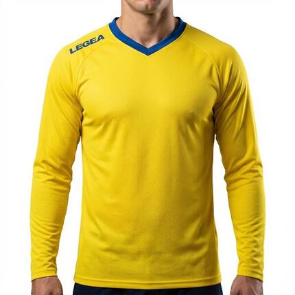 Homme Football Maillot Monaco ML Manches Longues Jaune-Bleu