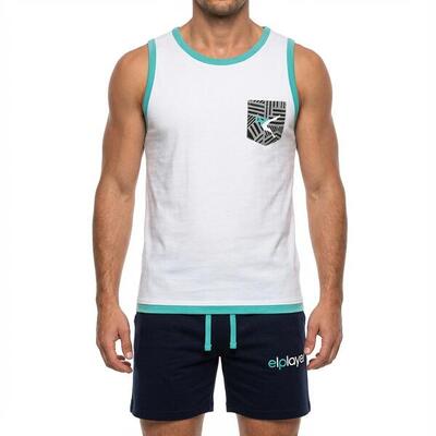 Heren training set van katoen en elasthaan sleutelkenmerken model