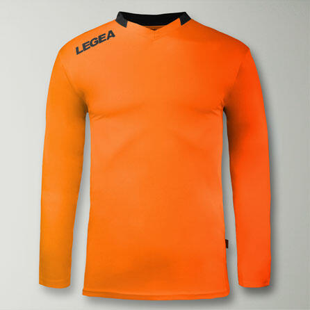 Homme Football T-shirt à Manches Longues Monaco Orange-Noir 2/5