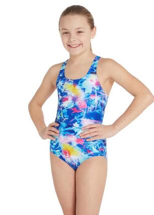 Maillot de bain Zoggs Flashlight Rowleeback fille, bleu, taille 14 ans