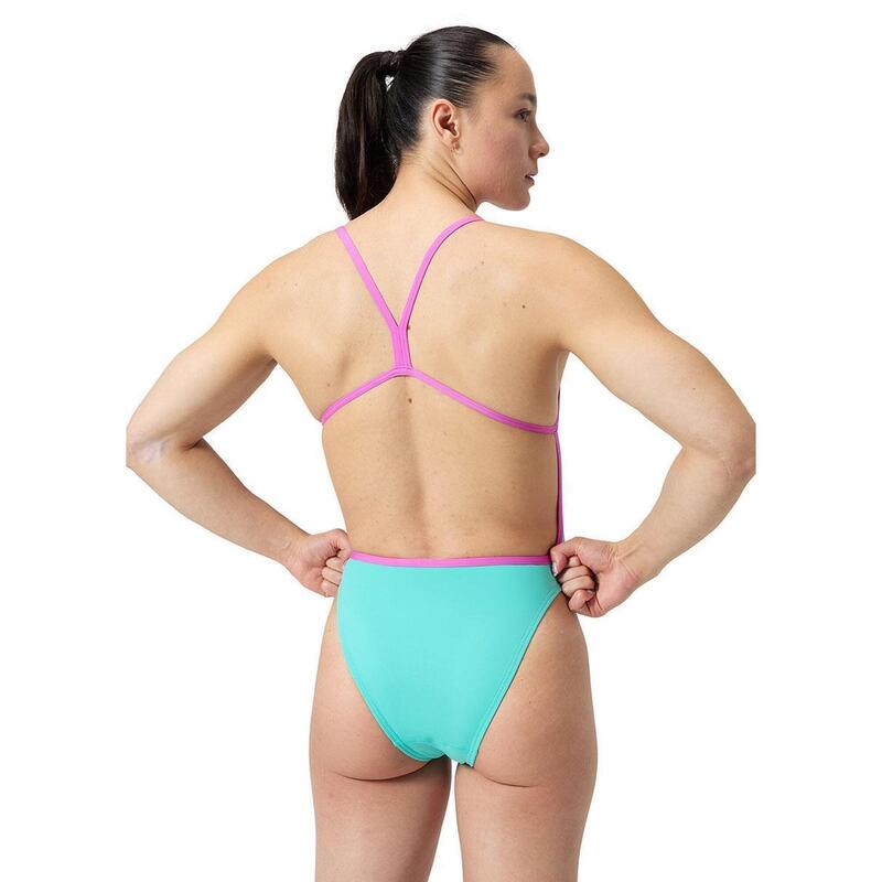 Speedo női V-hátú egyszínű fürdőruha Arctic Glass rózsaszín pántok UK 34 / EU 44