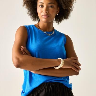 Dames fariene katoenen mouwloze top