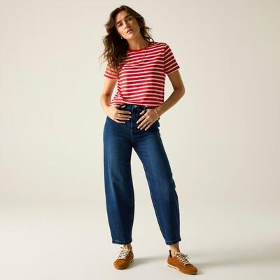 Dames bayletta t-shirt met korte mouwen en strepen