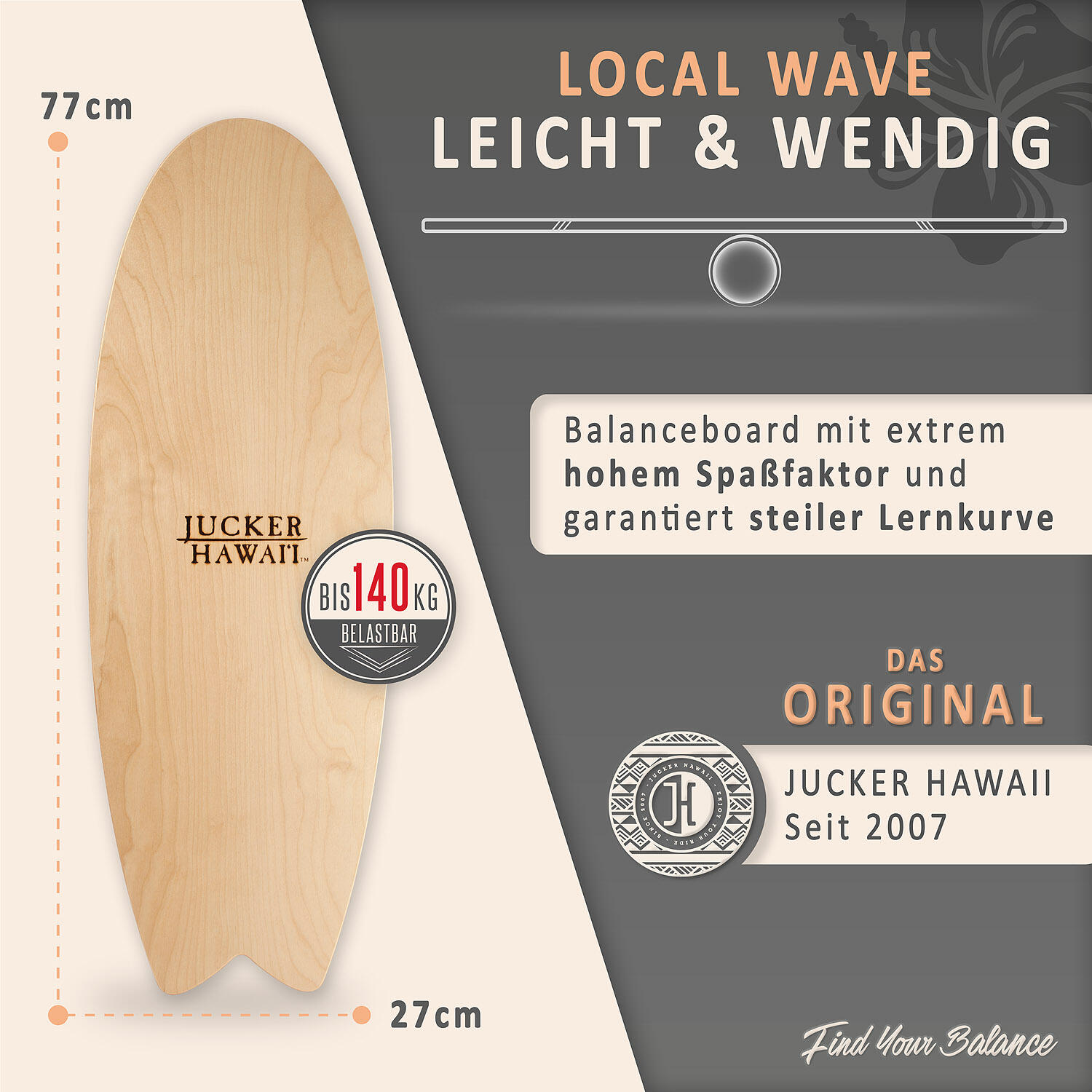 Balanceboard LOCAL WAVE Set XL | Korkrolle + Korkmatte + Halbkugel + Korkball 2/7