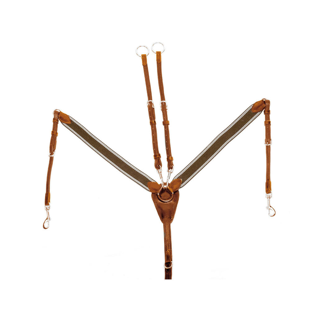 Elastic breastplate with martingale fork in double leather