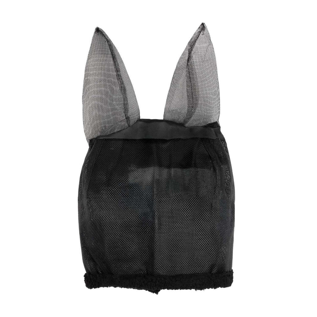 Pvc fly mask with ear covers and hook-and-loop closure