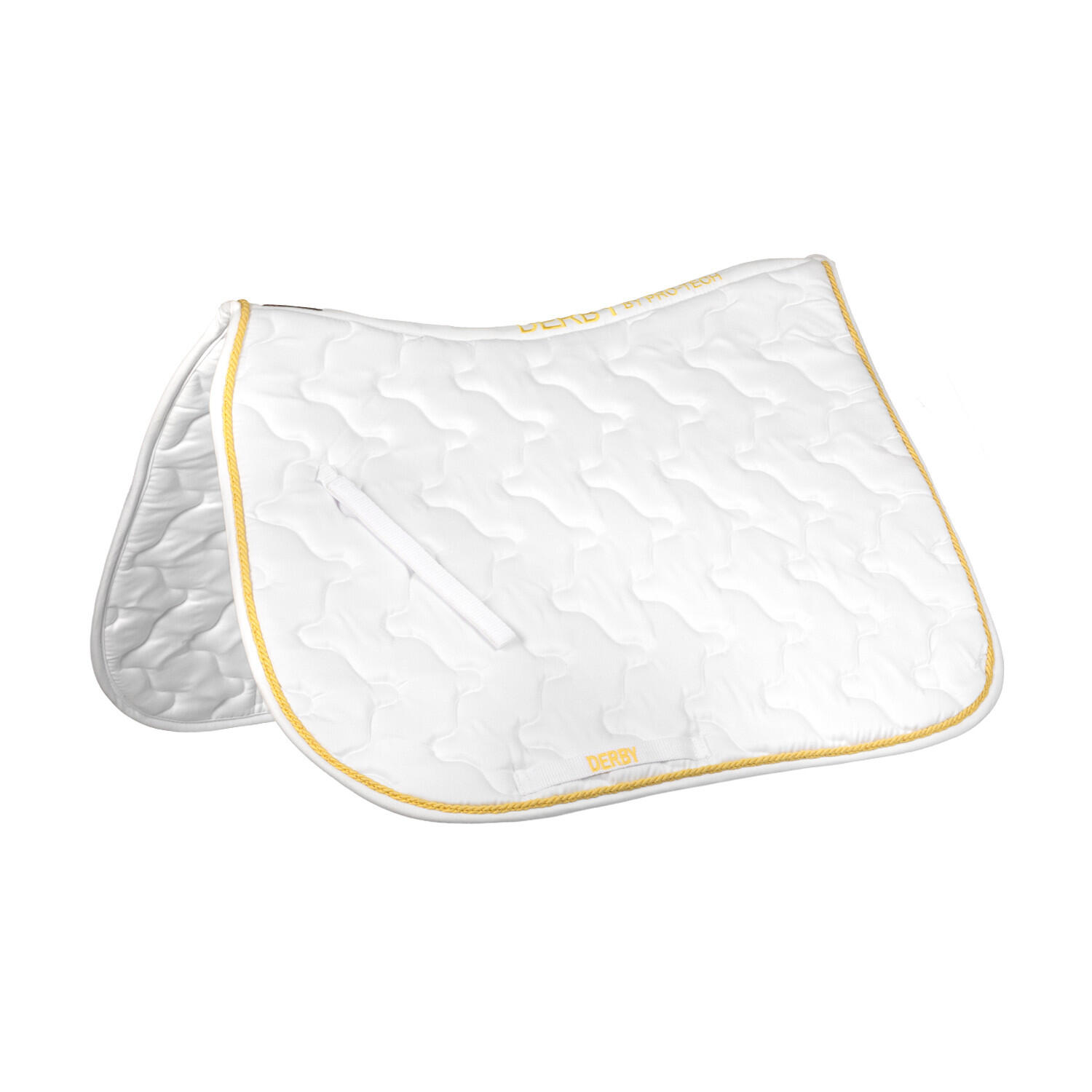 Derby - Tapis De Selle Avec Cordon Passepoil - Tapis De Selle - Blanc|jaune - Fs - Decathlon