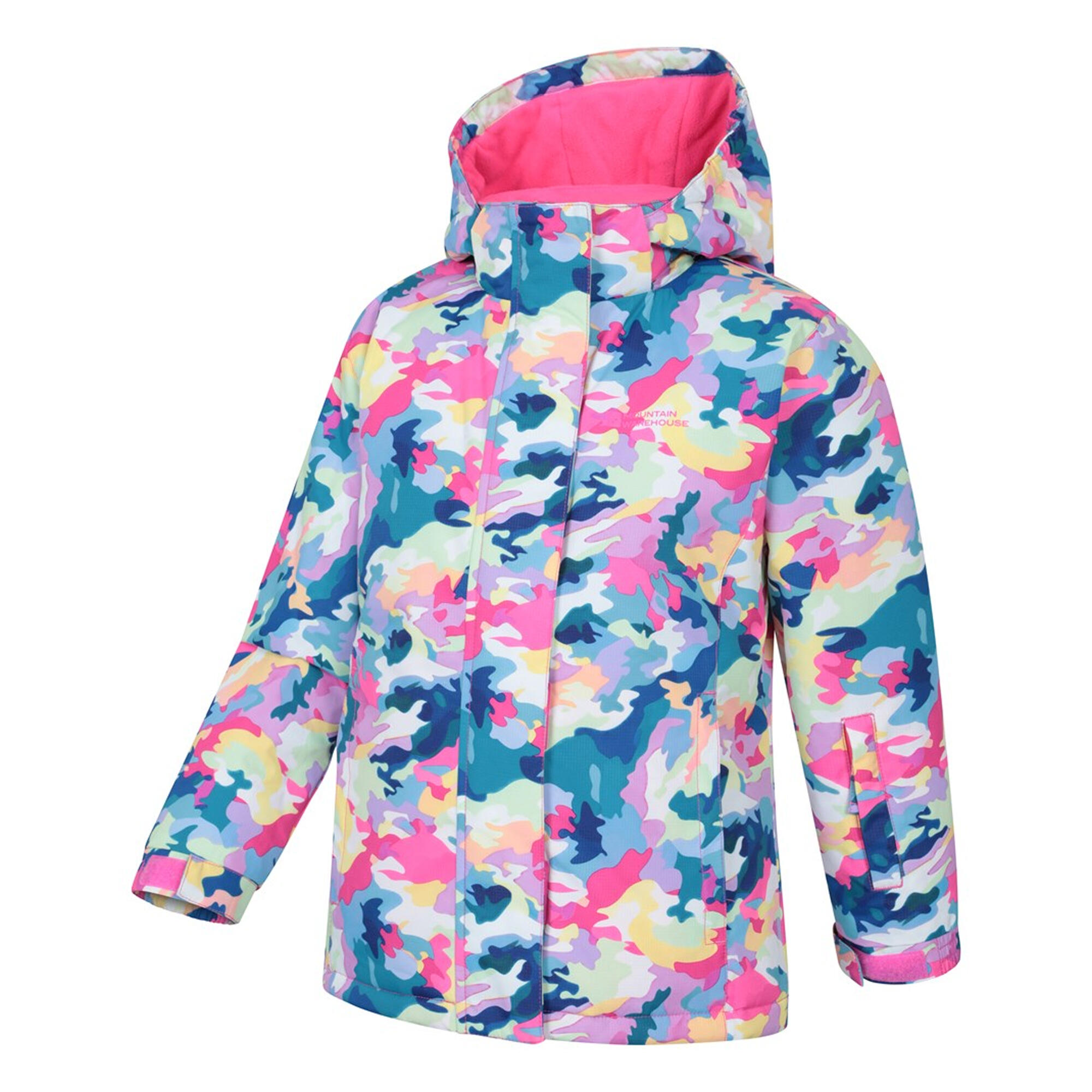 Childrens/Kids Snowdrop Watercolour Ski Jacket (Bright Pink) 3/4