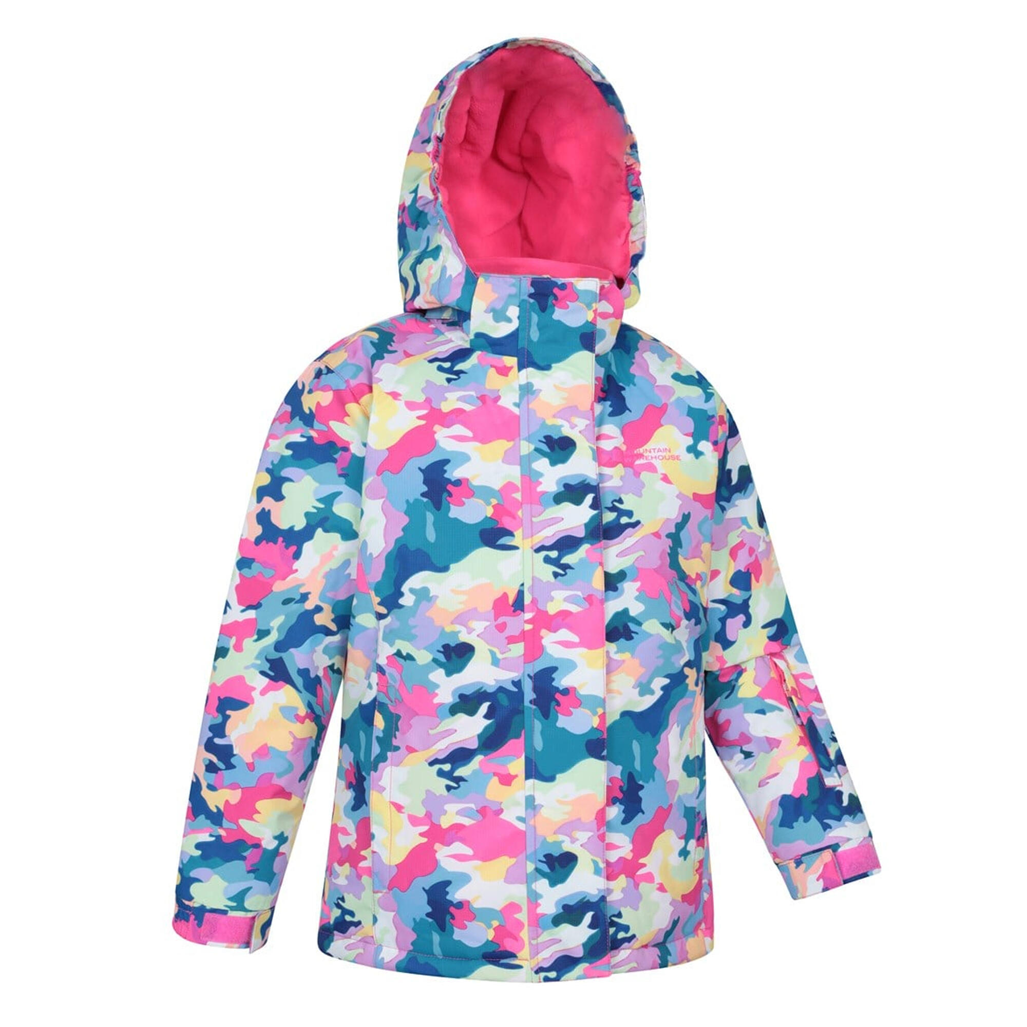 Childrens/Kids Snowdrop Watercolour Ski Jacket (Bright Pink) 4/4