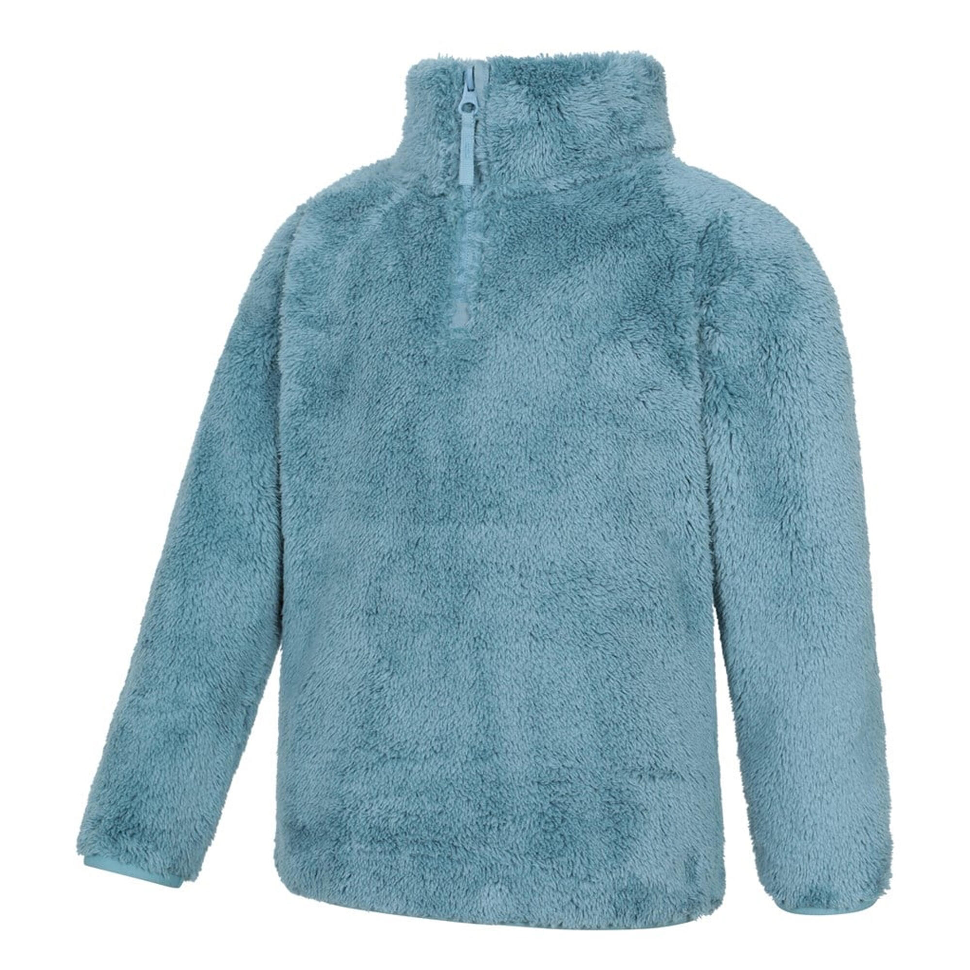 Childrens/Kids Teddy Half Zip Fleece Top (Teal) 3/4