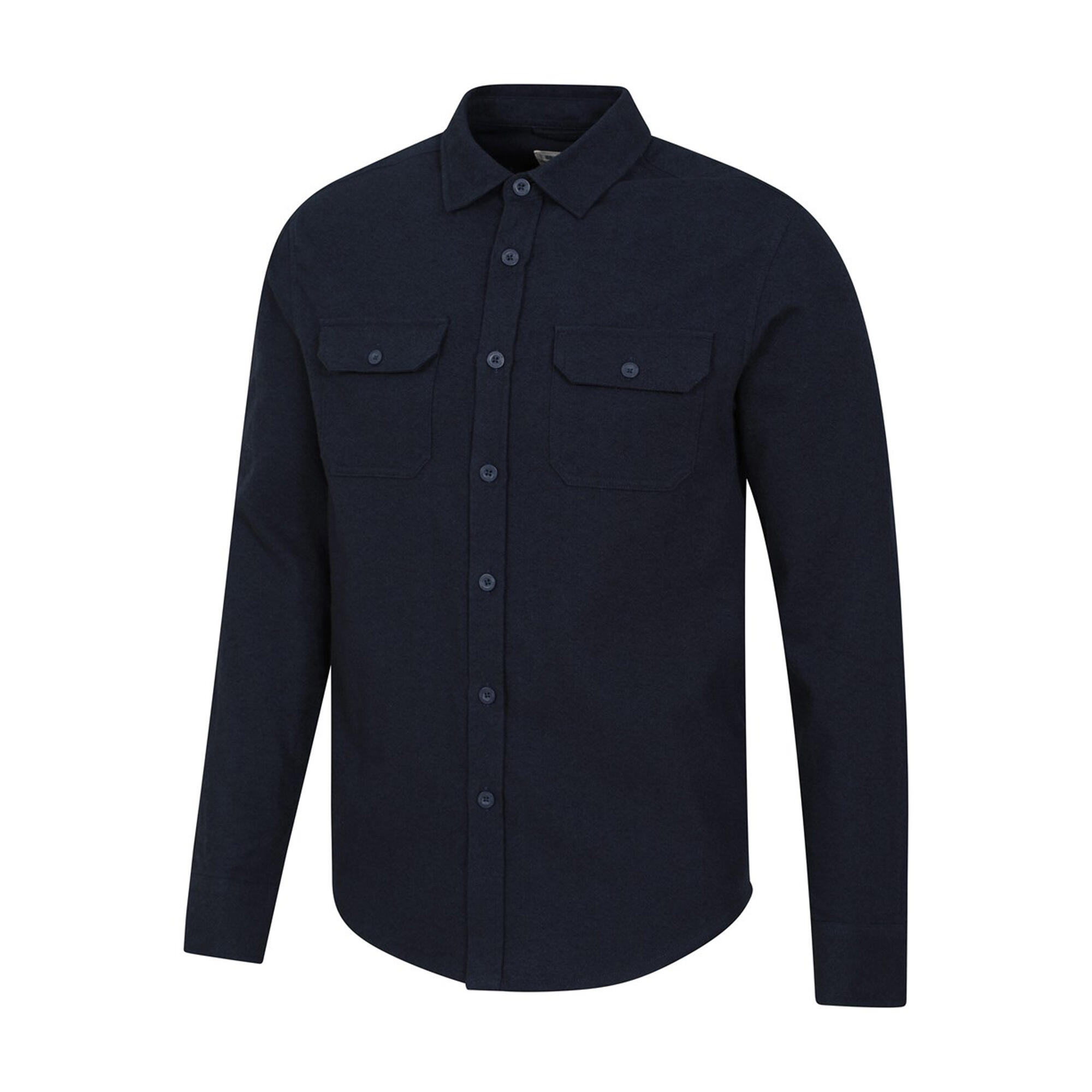 Mens Trace Flannel LongSleeved Shirt (Navy) 3/4