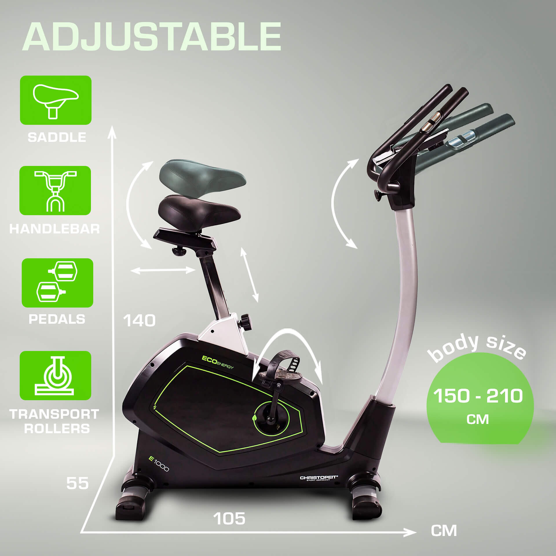 Heimtrainer mit Eigenantrieb - Stromlos - Bluetooth - bis 150kg - ECO 1000 3/9
