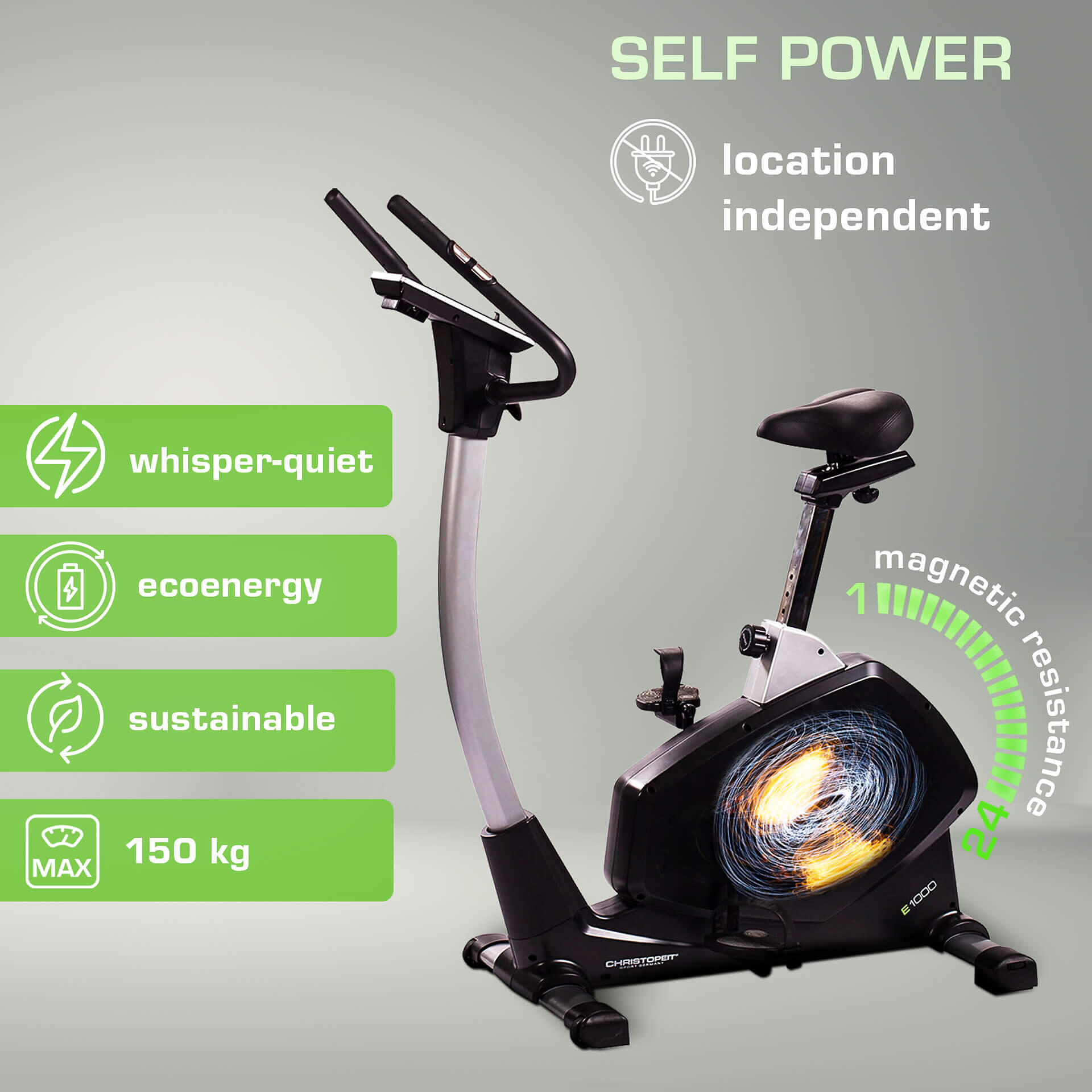 Heimtrainer mit Eigenantrieb - Stromlos - Bluetooth - bis 150kg - ECO 1000 2/9