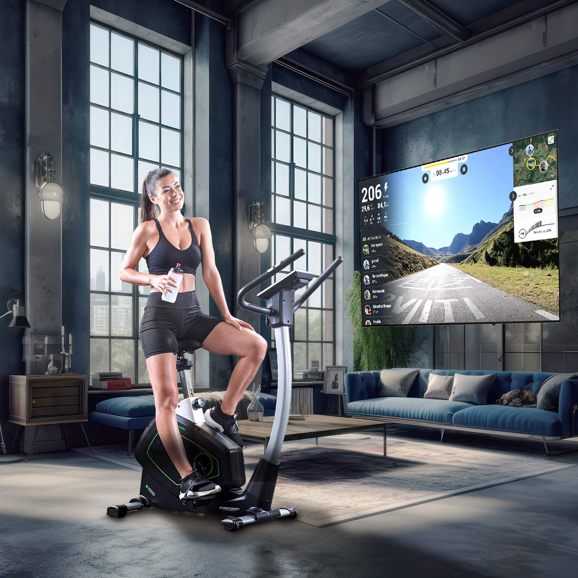 Heimtrainer mit Eigenantrieb - Stromlos - inkl. Matte & Pulsgurt - ECO 1000 7/8