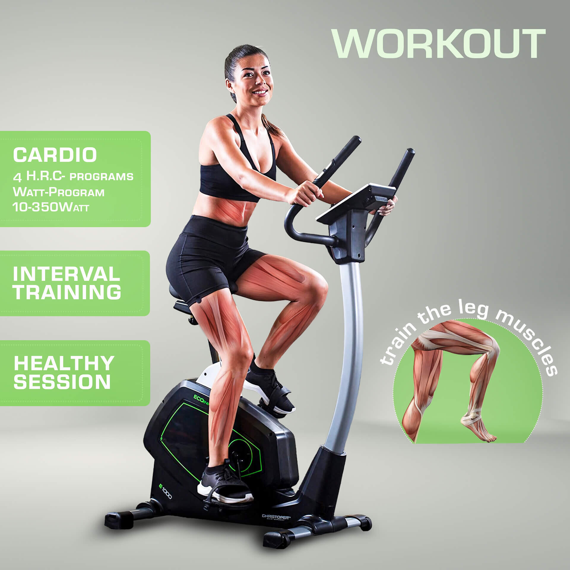 Heimtrainer mit Eigenantrieb - Stromlos - Bluetooth - bis 150kg - ECO 1000 6/9