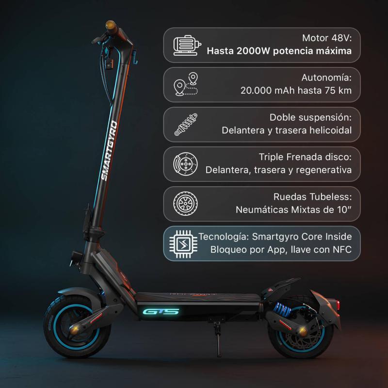 Patinete Eléctrico ROCKWAY GTS Certificado DGT Smartgyro 2/6