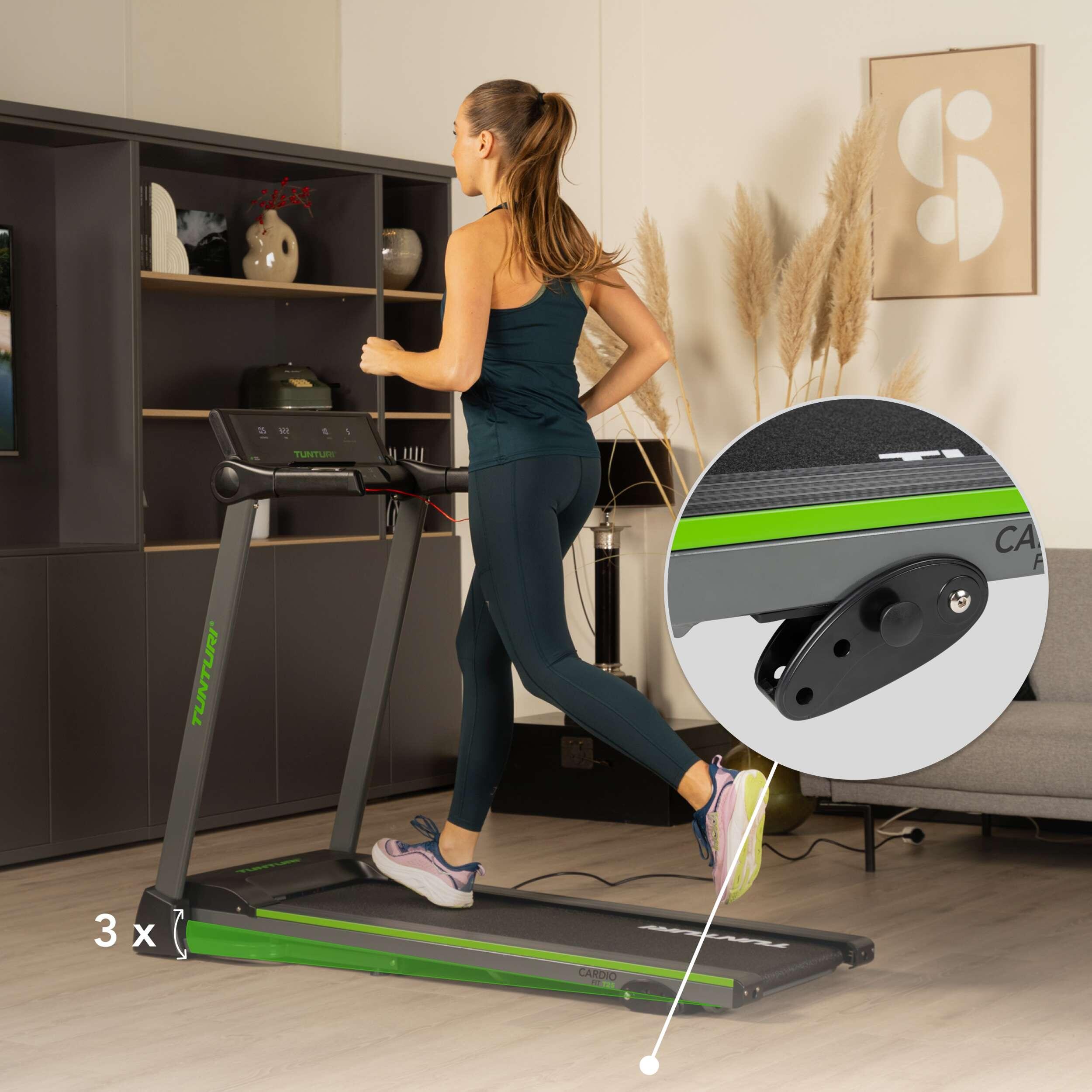 T25 Tapis de Course Pliant -  Fonction Inclinaison - Cardio Fit 5/8