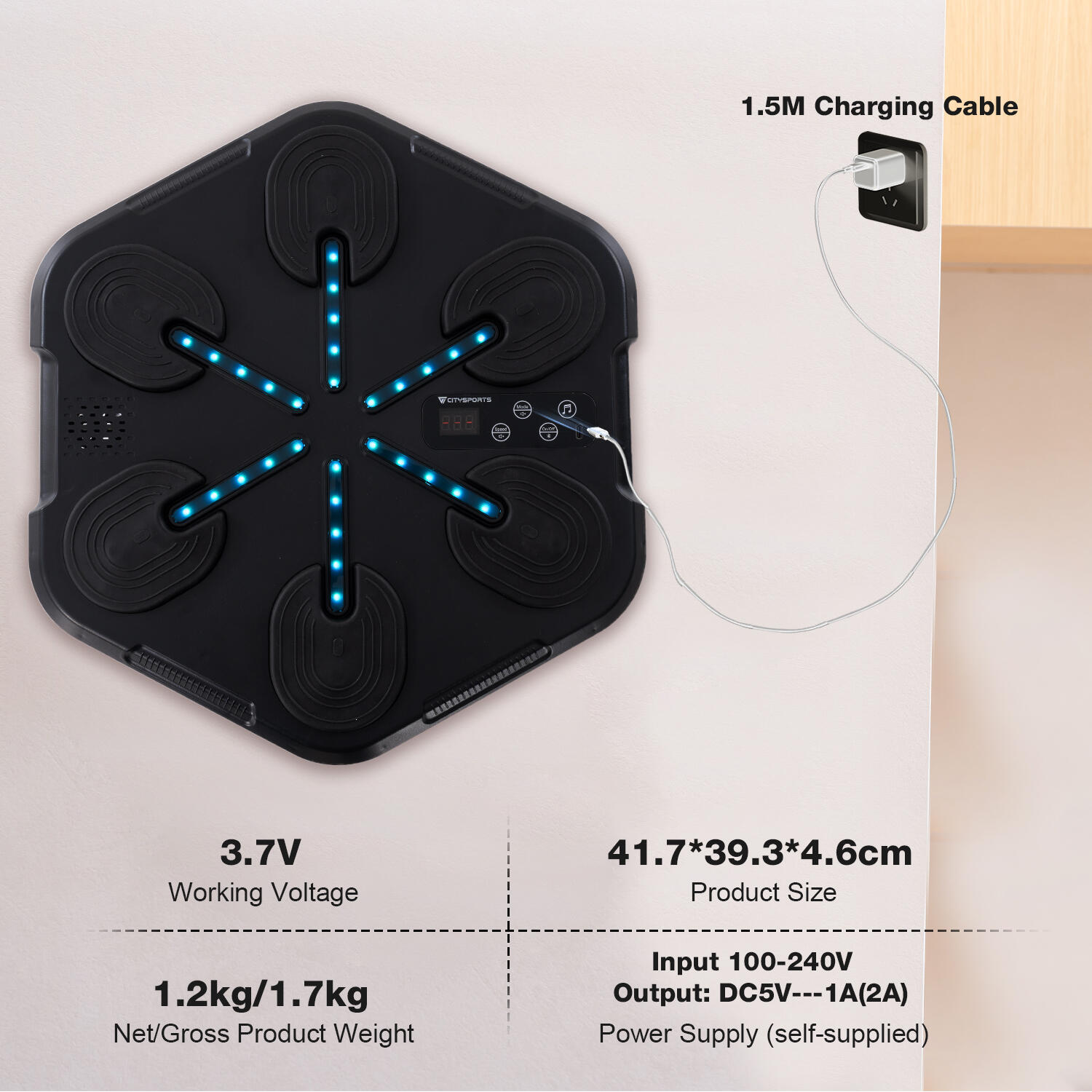 Hudební boxerský stroj, boxerské tréninkové vybavení, Bluetooth, rodinná boxersk 4/6