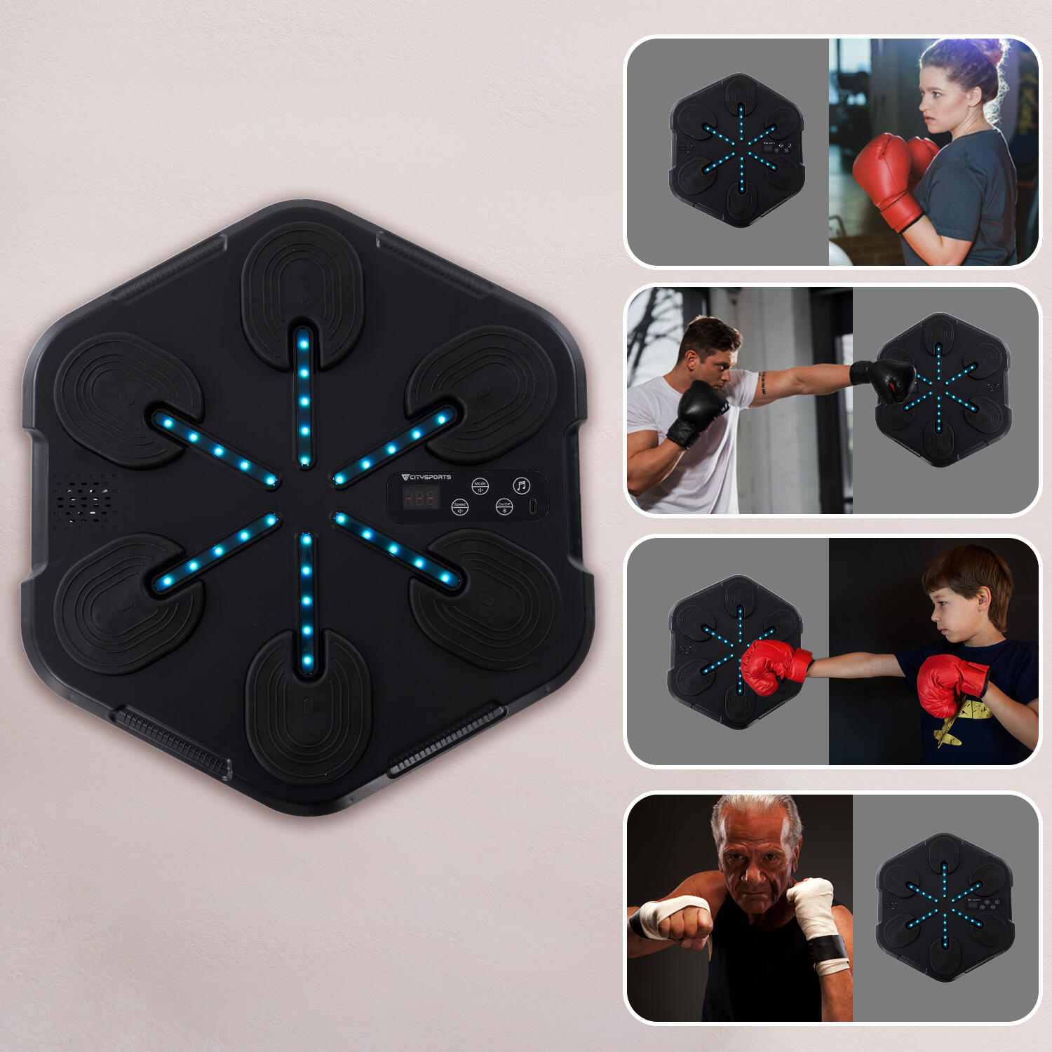 Muzikale boksmachine, bokstrainingsapparatuur, Bluetooth, familieboksspel 2/5