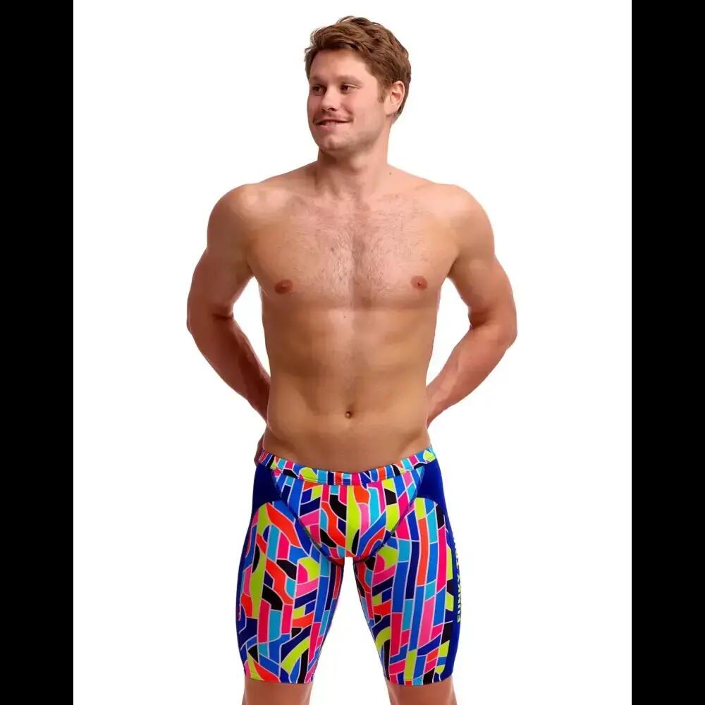Funky Trunks Fault Lines Swim Training Jammer - Blue/Multi