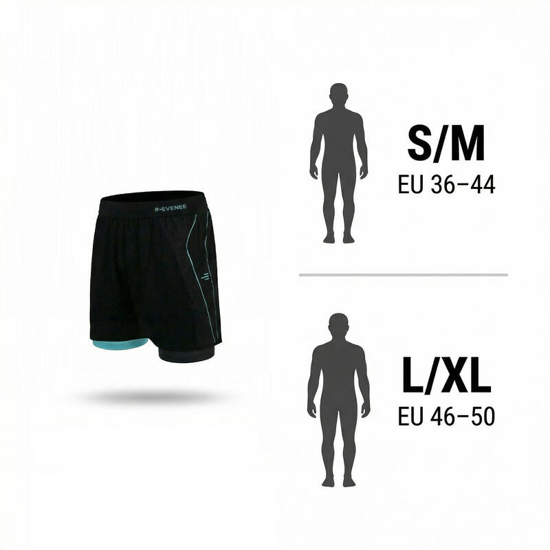 Pantaloni scurți bărbați cu șosetă, negru/albastru, pentru sală
