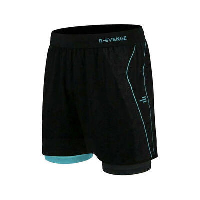 Short uomo con scaldamuscolo nero/Blu ideale per il workout in palestra