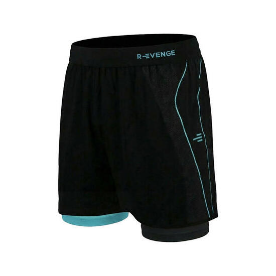 Short uomo con scaldamuscolo nero/Blu ideale per il workout in palestra