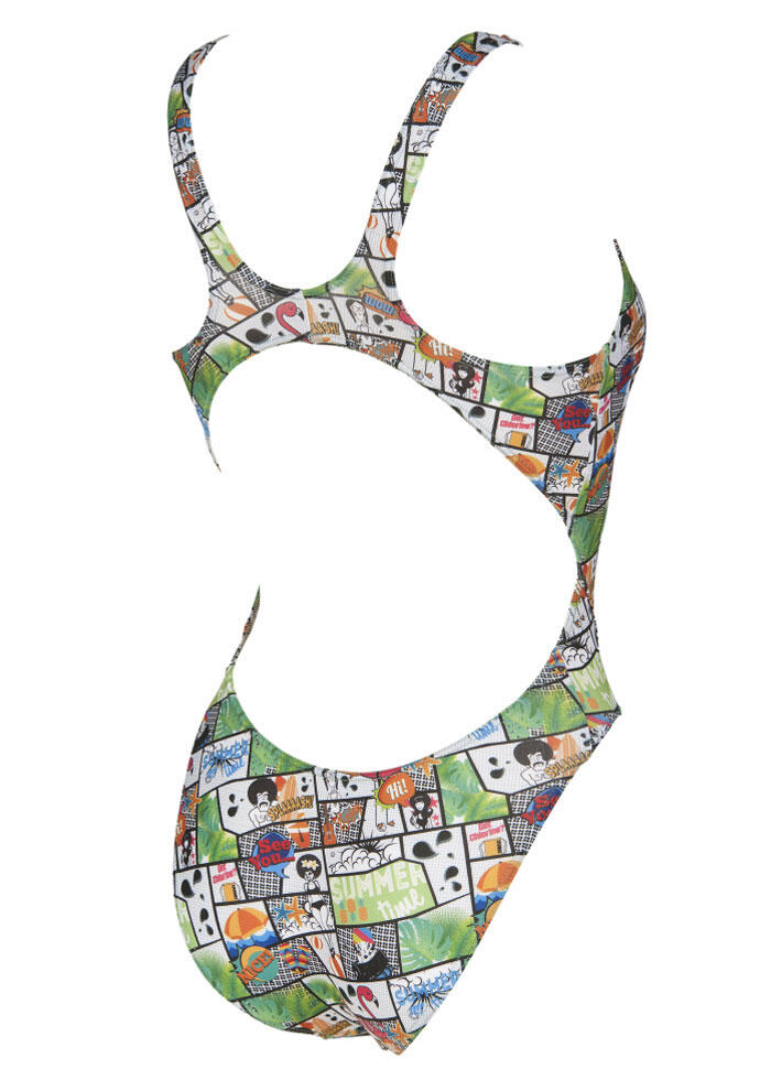 Fato de banho Arena Summer Comic feminino - Verde/Multicolor - Tamanho 30 3/5